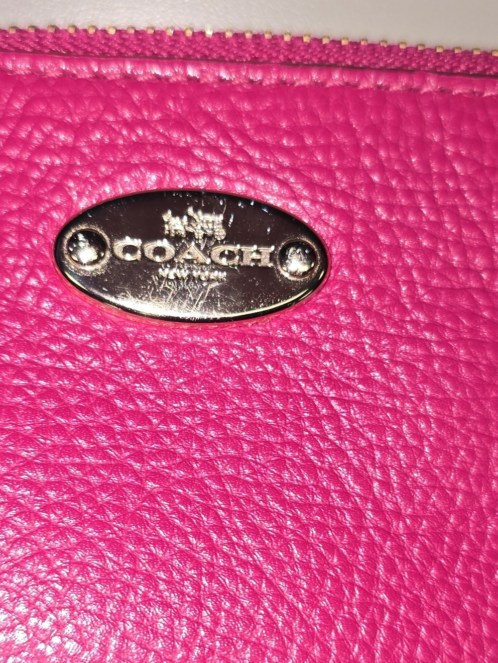 Coach Pink Fuchsia Pebbled Leather Mini Shoulder Bag Gold Chain F53340 - Picture 2 of 16